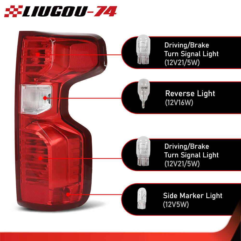 Suitable for 2019-2021 for Chevrolet Silverado 1500, taillight and brake light on the right side.
