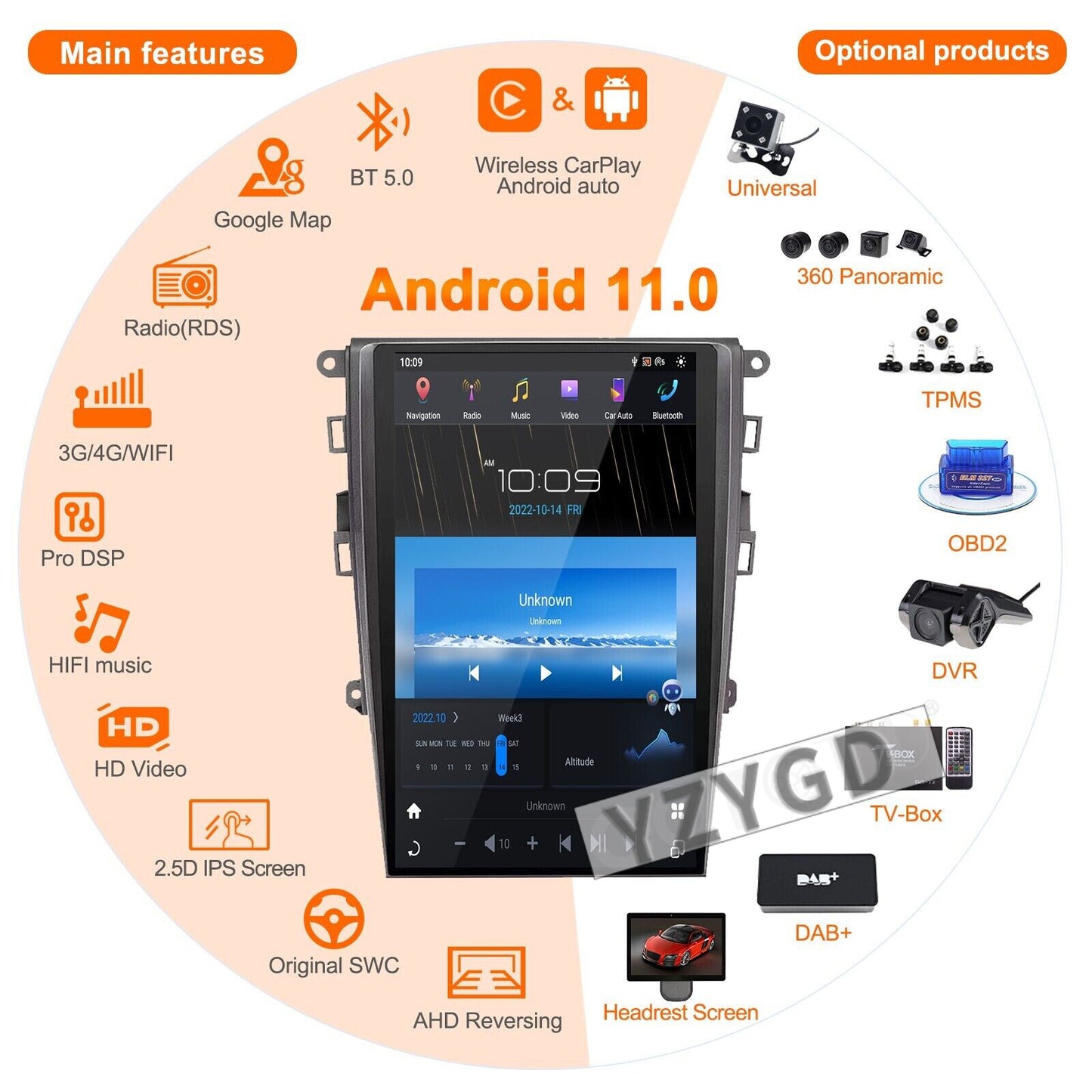 Android for Ford Mondeo Fusion MK5 2013-2021 Car Radio Carplay Receiver 128GB