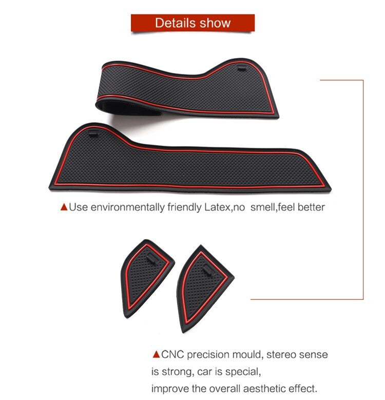 for Nissan Note E13 Anti-Slip Gate Slot Cup Mat Door Groove Pad Coasters RED