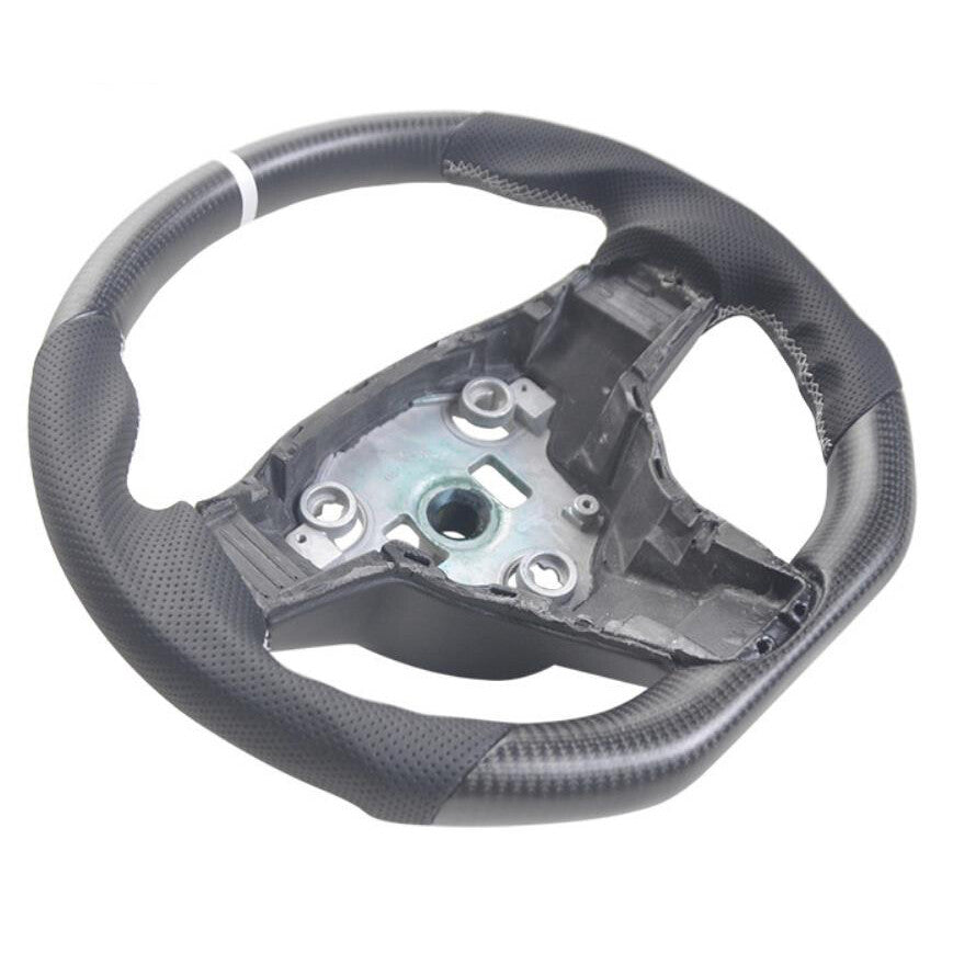 Unheated, genuine carbon fiber matte flat steering wheel for Tesla Model 3 Y