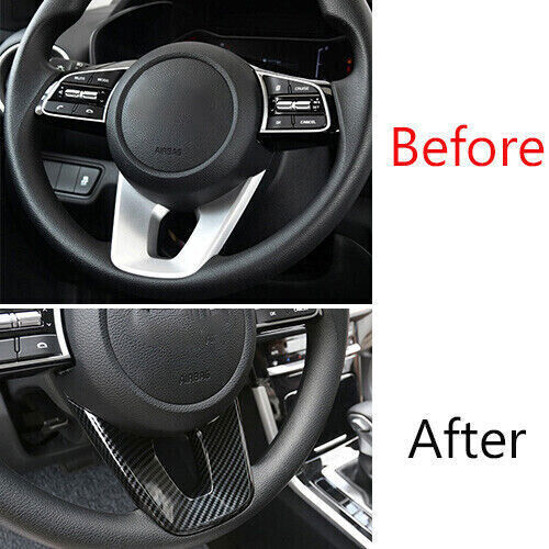 Car Steering Wheel U Type Cover Trim 1 for Kia K3 Forte 2019-2022 Carbon Fiber