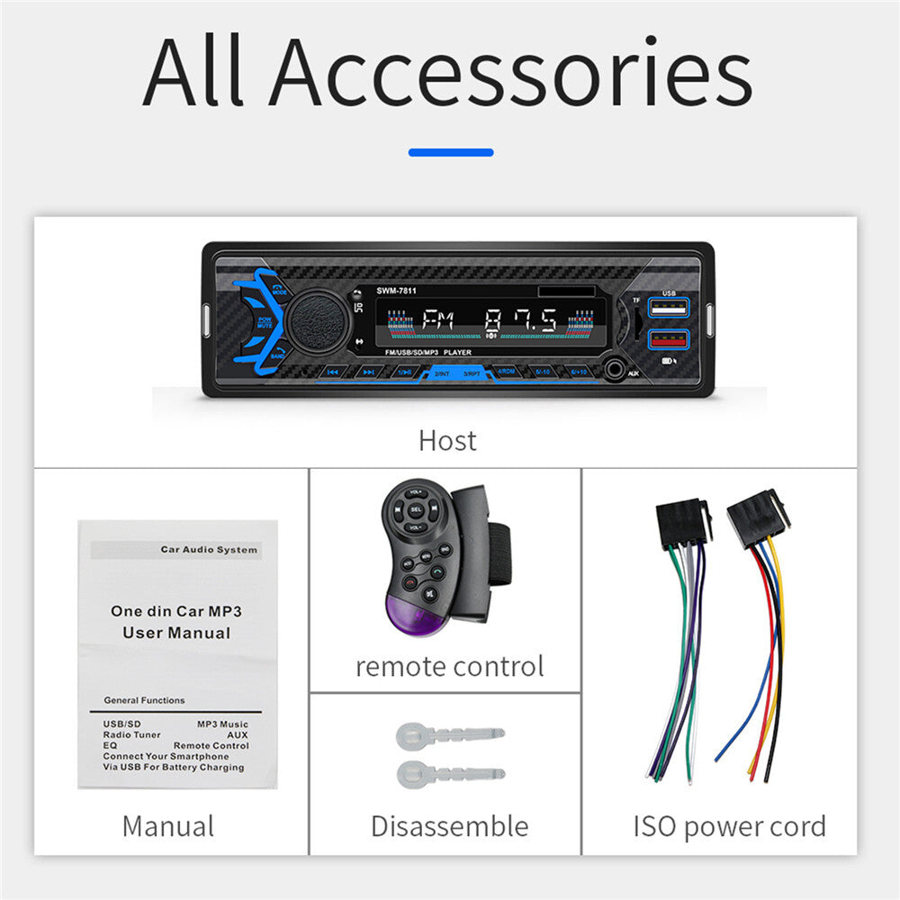 Bluetooth Vintage Car FM Radio MP3 Player USB Classic Stereo Audio Receiver AUX