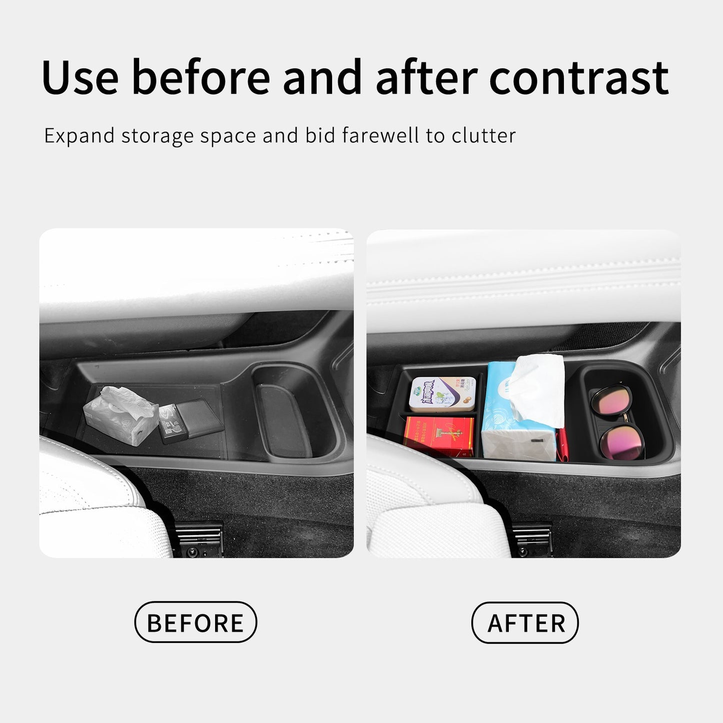 for Polestar 4 2023 2024 Center Console Storage Box Lower layer Tray Organizer