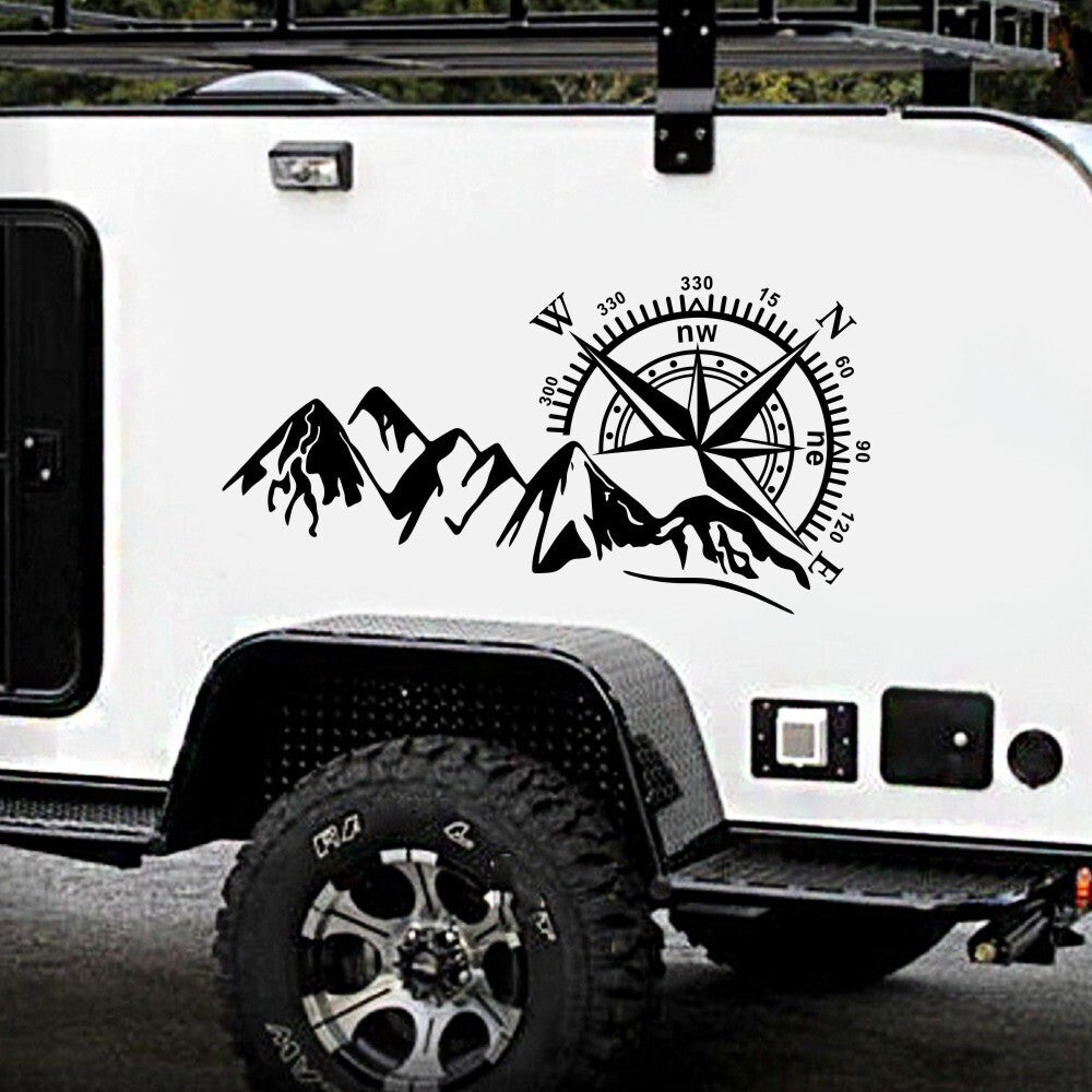 Compass Navigation Mountain Sticker Decal For DIY Offroad Car Body Door Decor