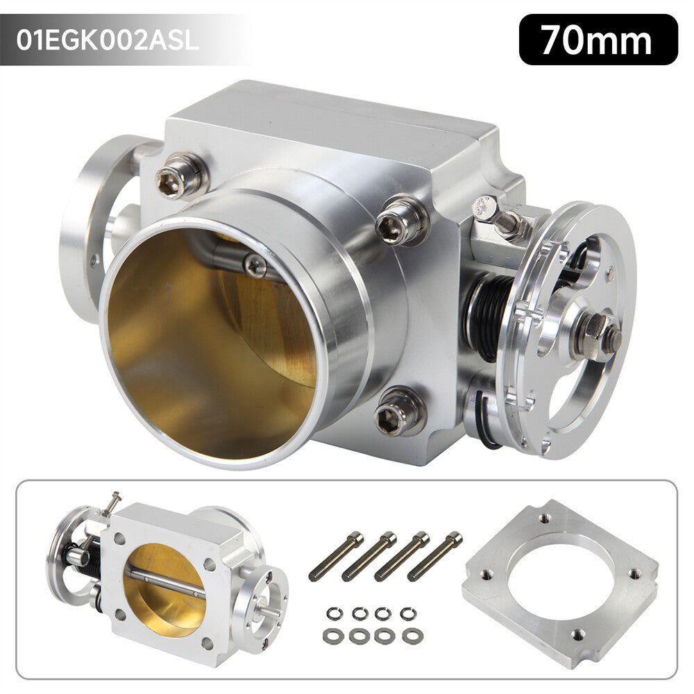 Universal 2.75 70mm CNC Billet Intake Throttle Body Aluminum High Flow Silver