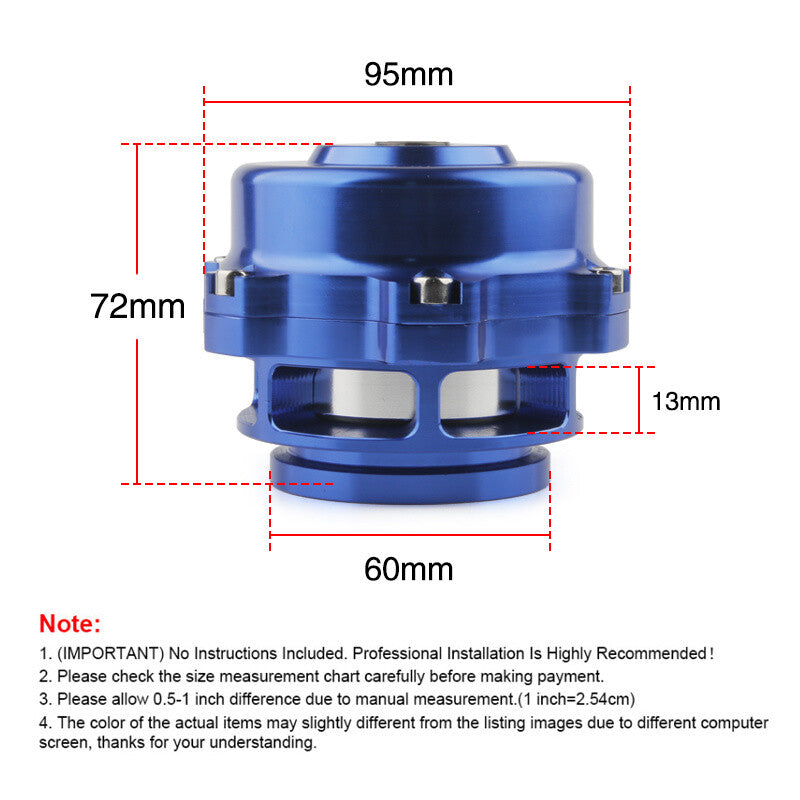 Universal Blue 50mm Blow Off Valve BOV with V-band Clamp Aluminum Flange Spring