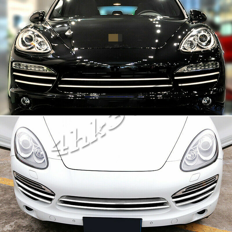 Chrome for Porsche for Cayenne 2011-2014 Front Grille Grill Decor Molding Trim Cover