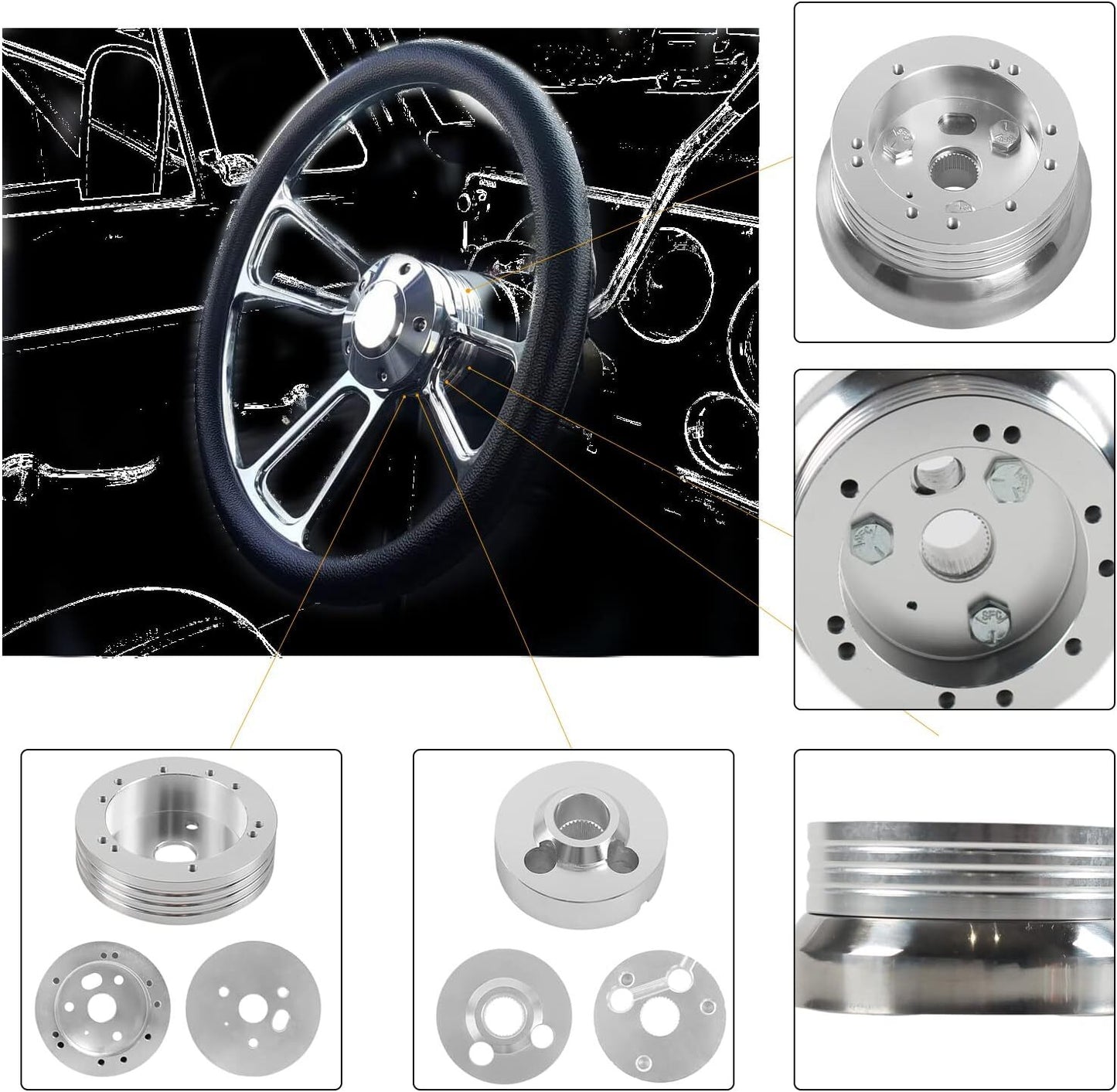 5- and 6-hole steering wheel hub adapters are suitable for Flaming River/Ididit/GM/ for Chevrolet / for GMC /Jep
