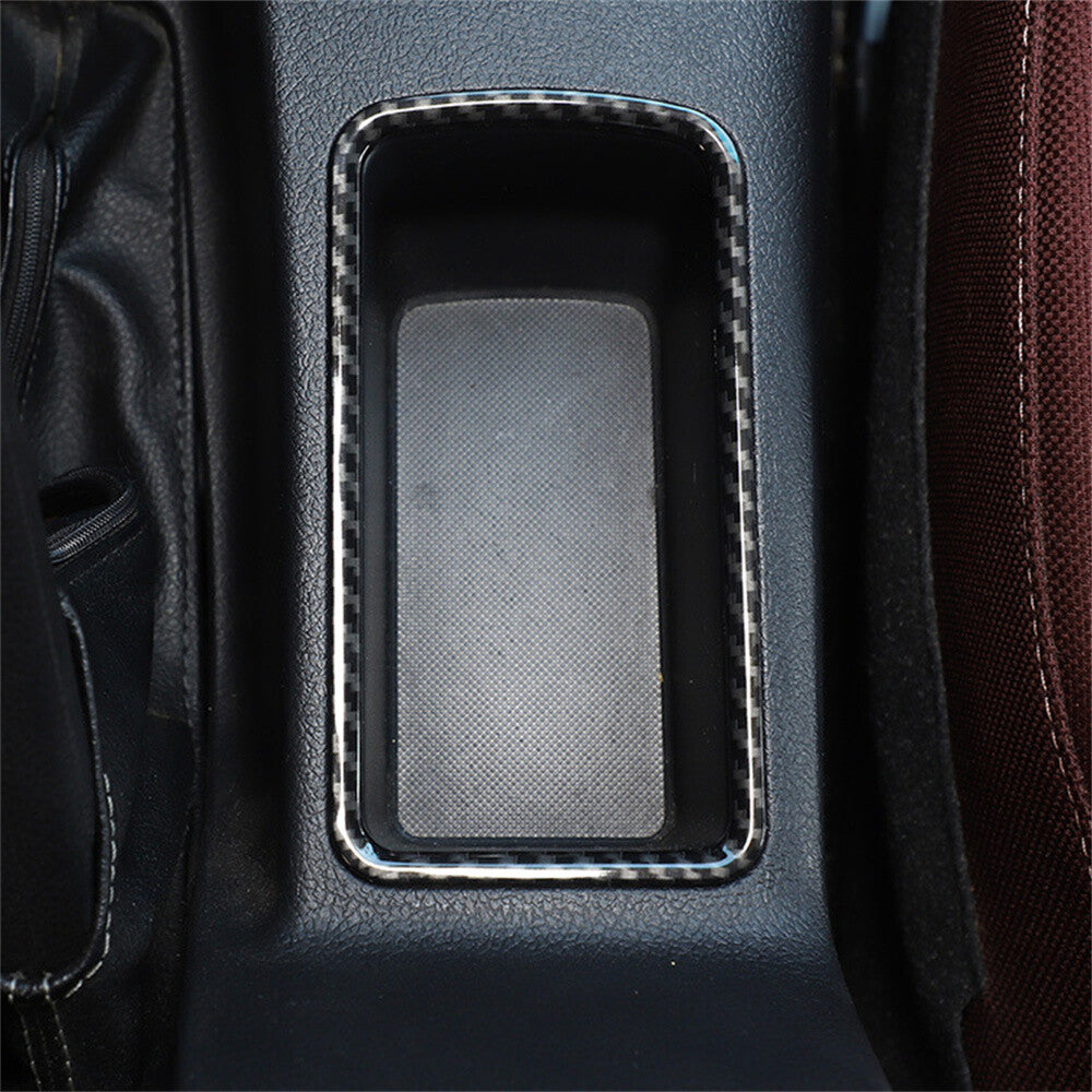 For T@yota Hilux Revo 2015-21 Gear Shift Storage Box Ring Cover ABS Carbon Fiber