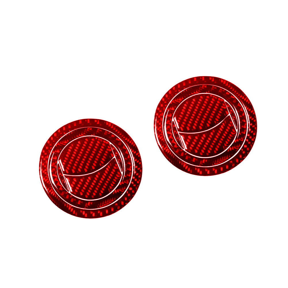 2x Red Carbon Fiber Interior Side Air Vent Cover Trim for Ford Fiesta 2011-2015