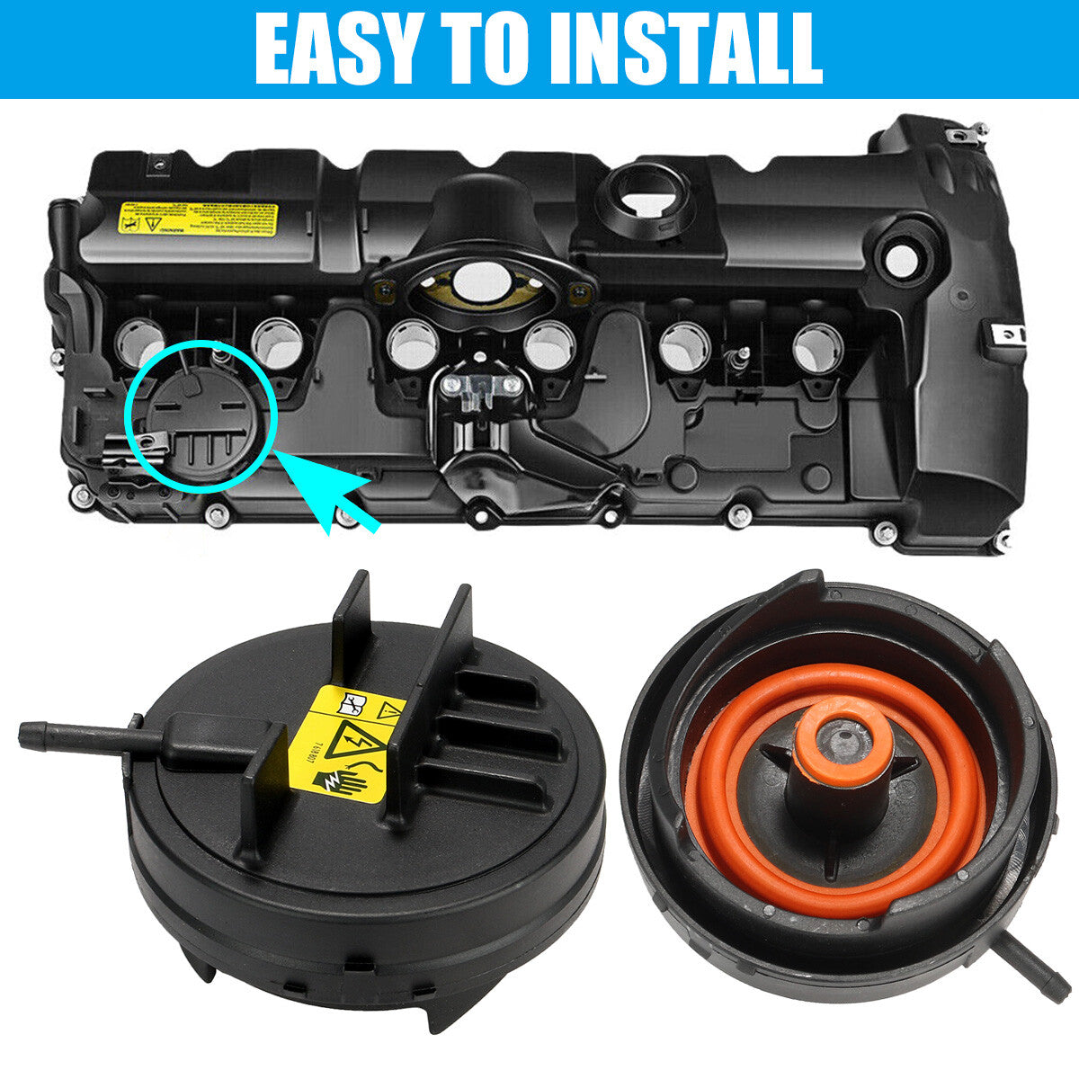 new valve cover (1 piece, 11127552281) for BMW E82, E90, E70, Z4, X3, X5, 128i, 328i, 528i.