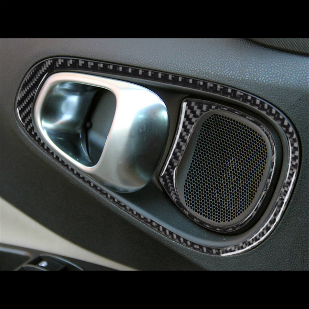 4Pcs Interior Front Door Handle Carbon Fiber Cover Trim for Fiat 500L 2014-2017