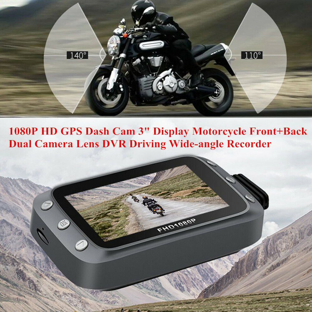 3-inch 1080P HD display motorcycle dual-camera lens DVR dashcam