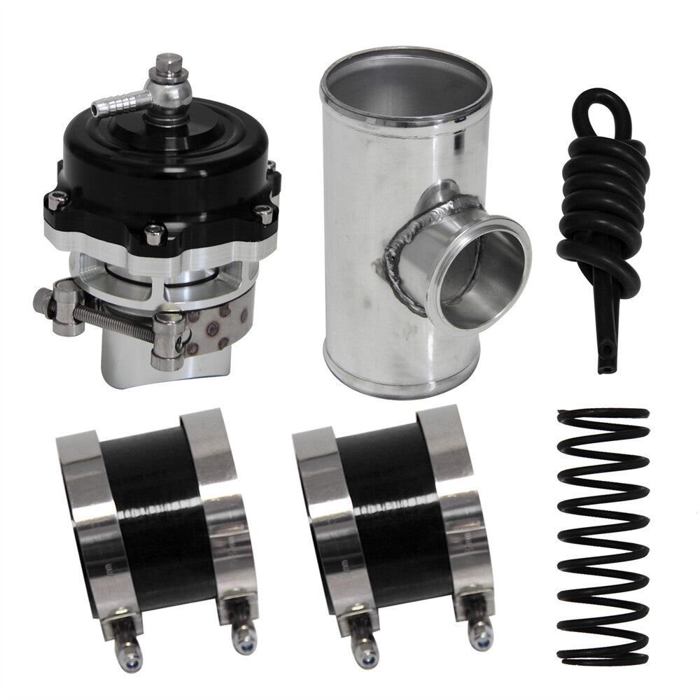 50MM 35PSI Boost V-Band Turbo Blow Off Valve BOV+3'' Flange Pipe Hose Kit Black