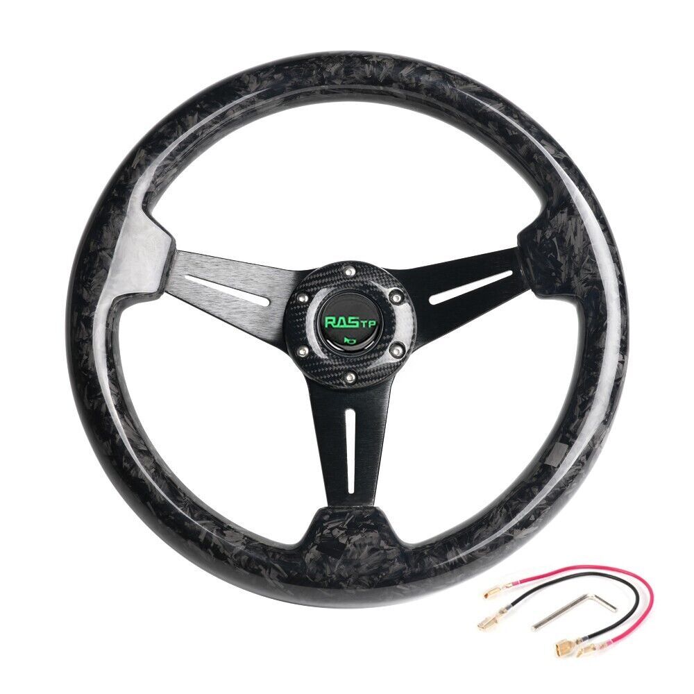 Universal 14 340mm Deep Dish 6 Bolt Forged Steering Wheel with Horn Button