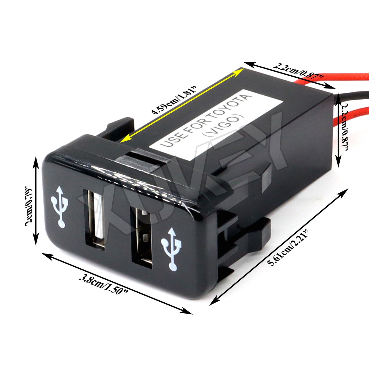 12V 3.1A Car Dual USB Charger Female Light Built-in Outlet for Toyota Hilux