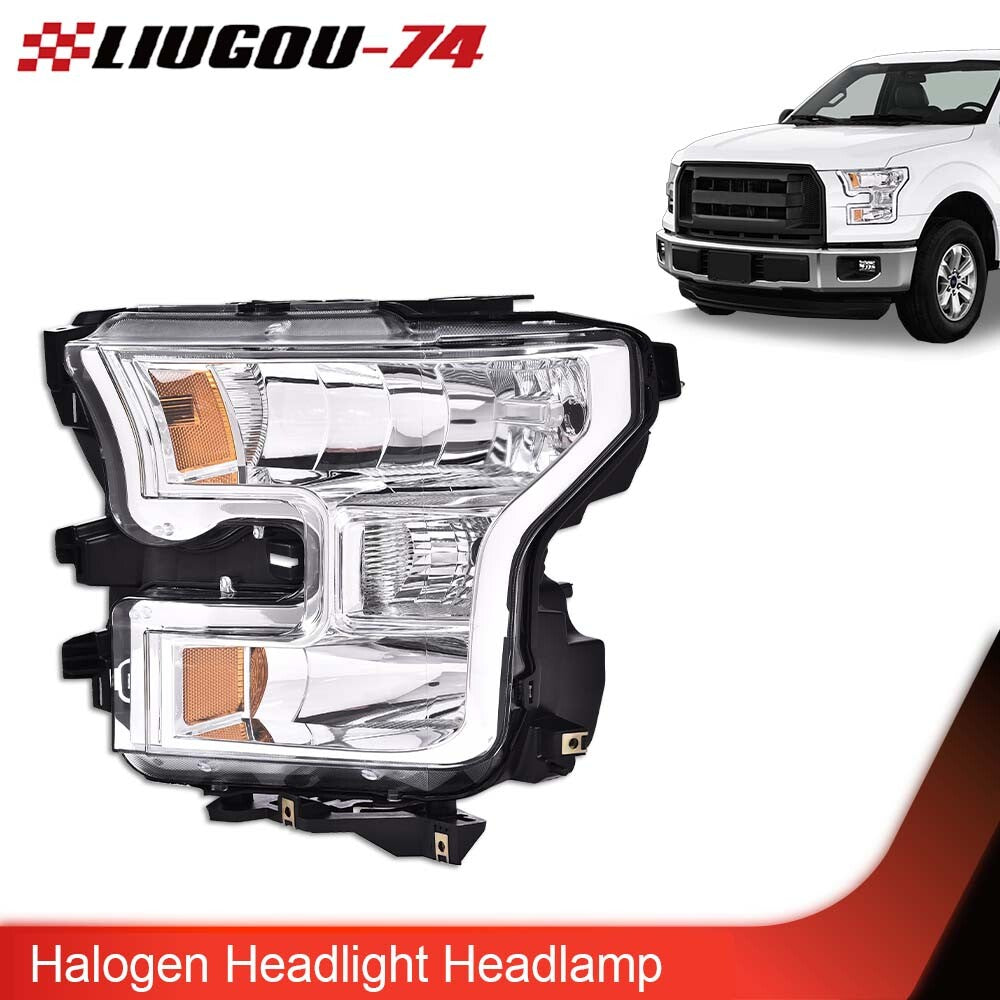 Amber headlights, chrome headlights (LH), driver's side, suitable for 2015-2017 for Ford F-150s.