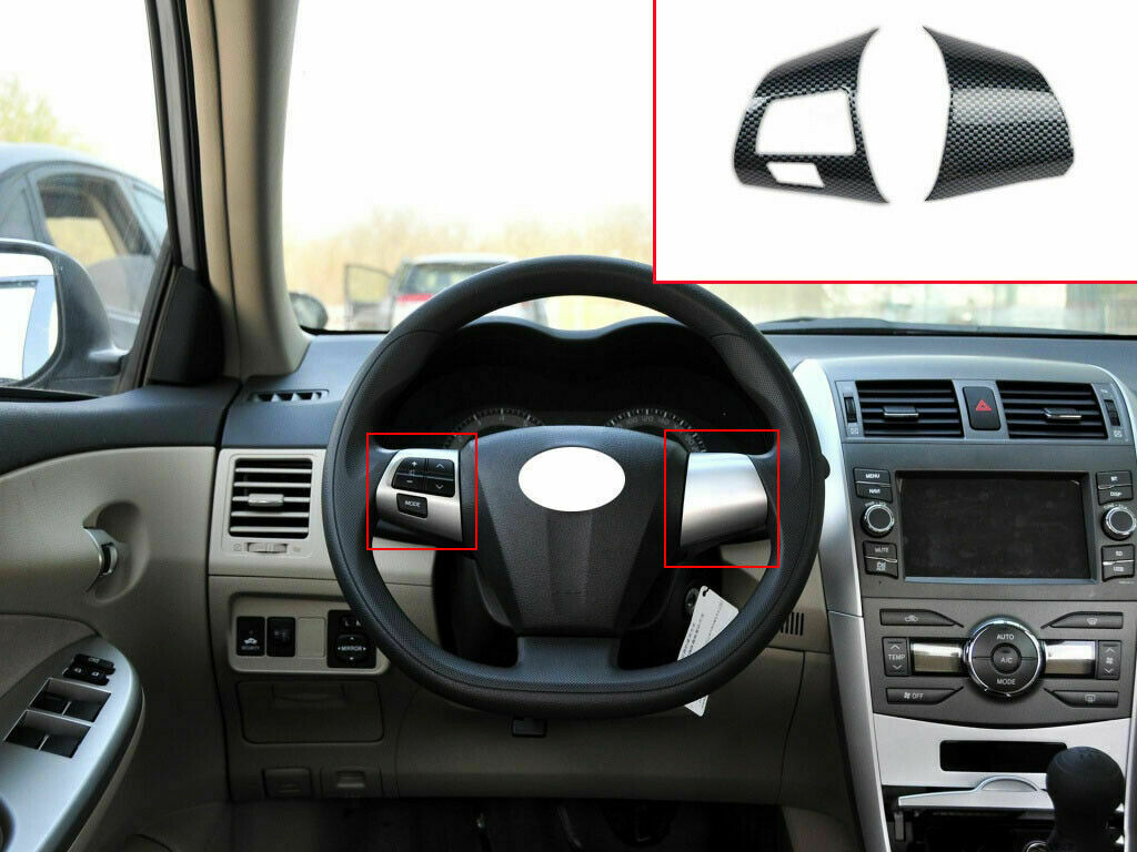 for Toyota for Corolla 2007-2013 Carbon Fiber Inner Steering Wheel Button Cover Trim