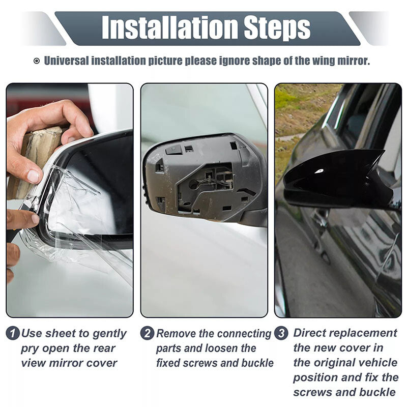 Smooth Black Wing Mirror Cover Assembly for Mini Cooper R55 R60 2007-2013