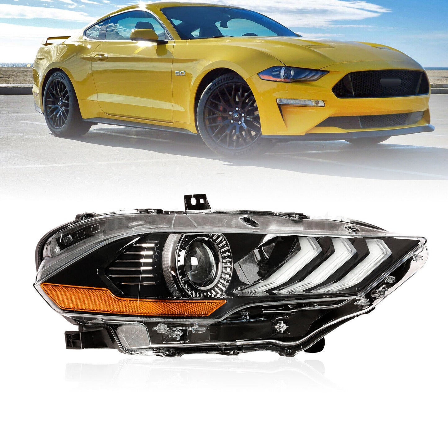 Left Full LED Headlights For 2018 2019 2020 for Ford for Mustang Projector Headlamp DRL