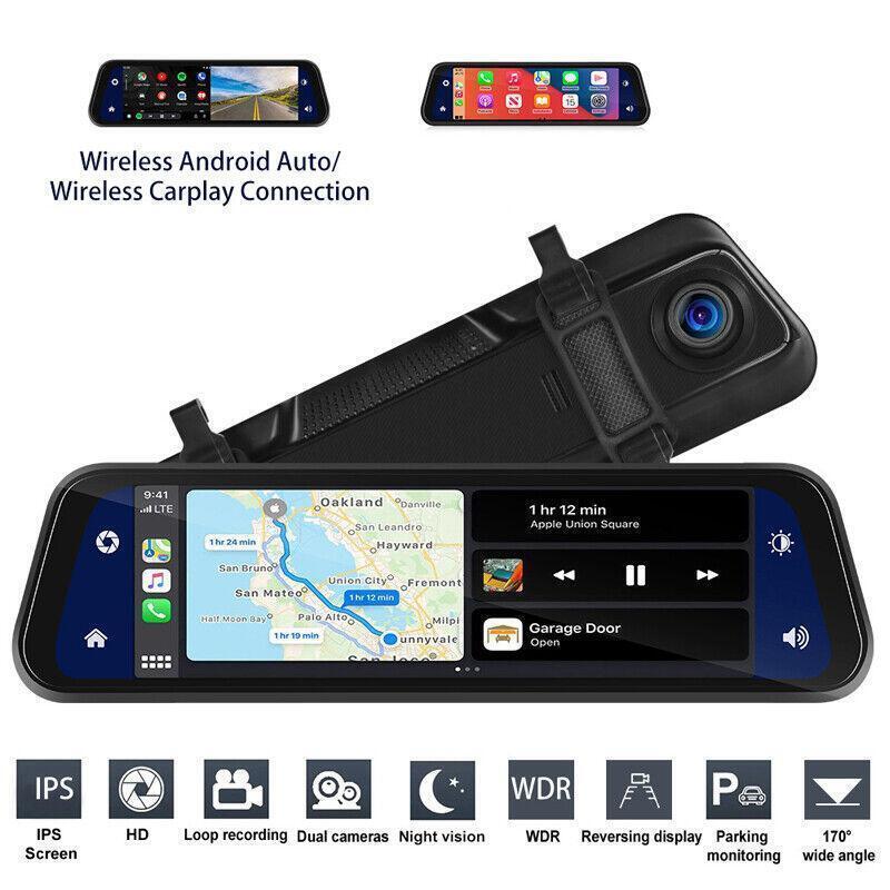 9.66 Dual Lens Car Mirror Dash Cam Video Recorder CarPlay Rearview Camera DVR