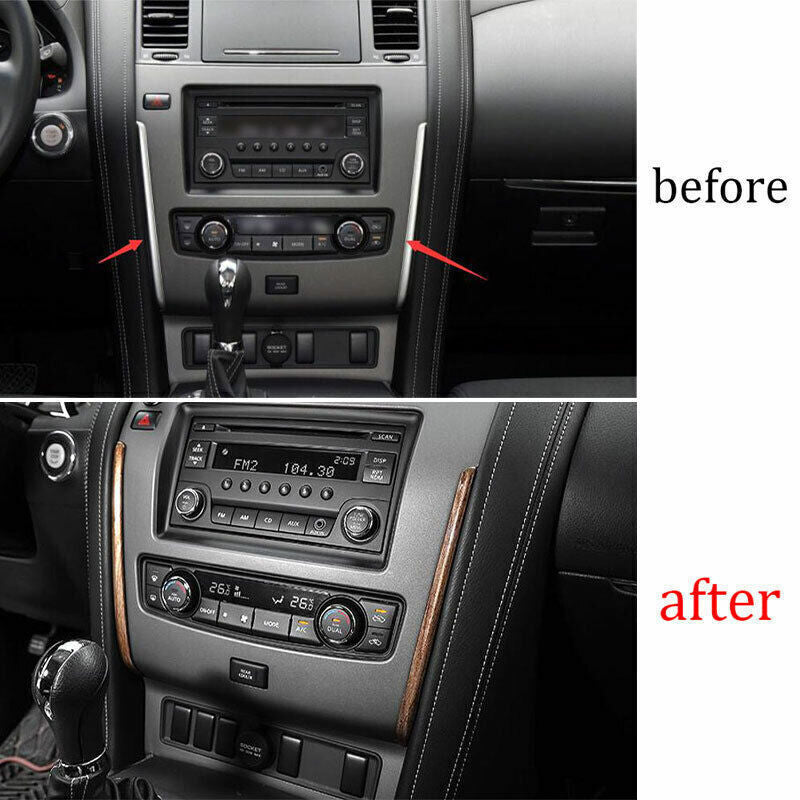 Inner Gear Shift Both Side Cover Trim for Nissan Armada Y62 2017-2020 Wood Grain