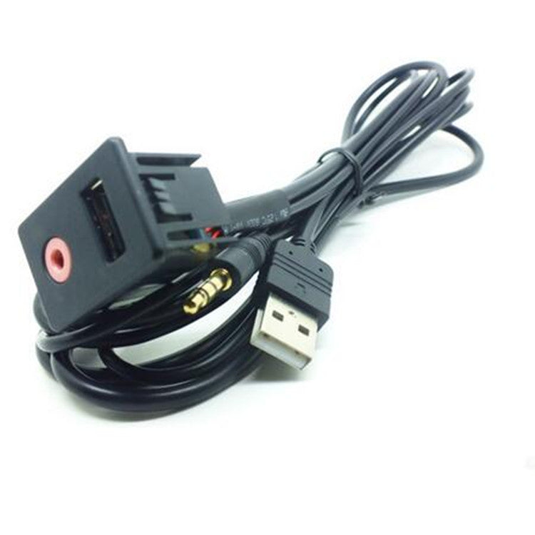 AUTO Mount Mounting Adapter Panel Input 3.5mm USB AUX Headphone Male Jack Flush
