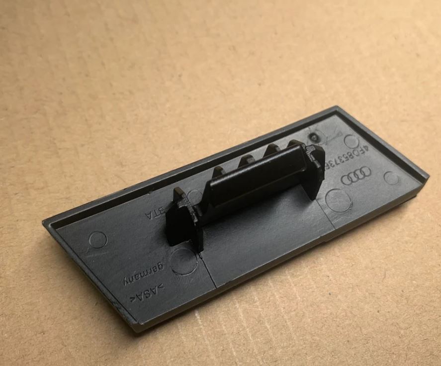 Hooded grille rear badge, front and rear trunk badge decals for Audi S3, glossy black.
