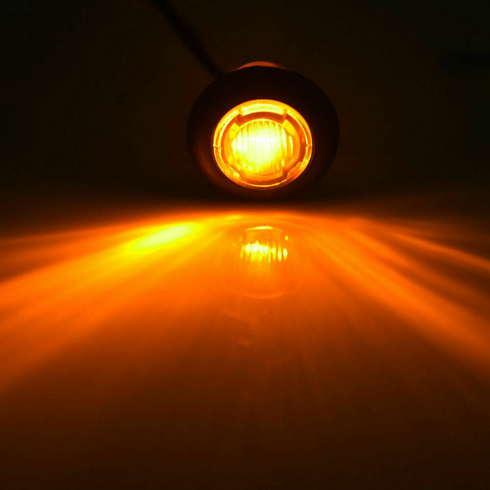 20x 3/4 10Amber+10Red Side Marker light LED Round Button lamp For Trailer Truck