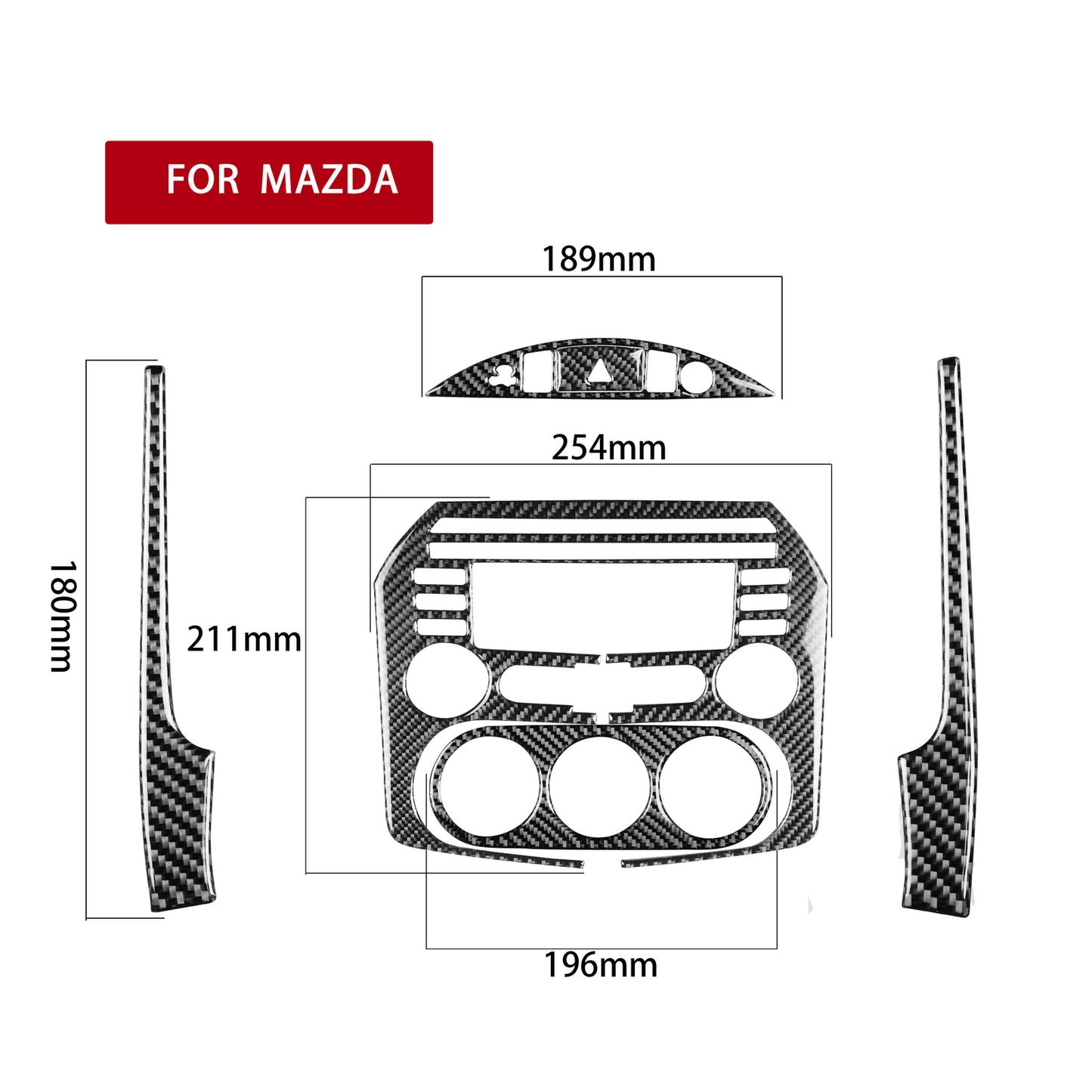 6Pcs Carbon Fiber Interior Central Console Cover Trim for Mazda MX-5 Miata TypeB