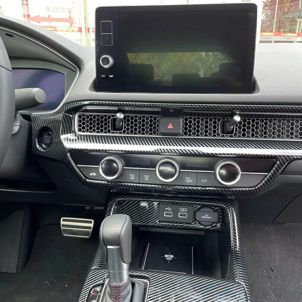 for Honda for Civic 2022-2023 Carbon fiber ABS Center console trim strip Decor cover