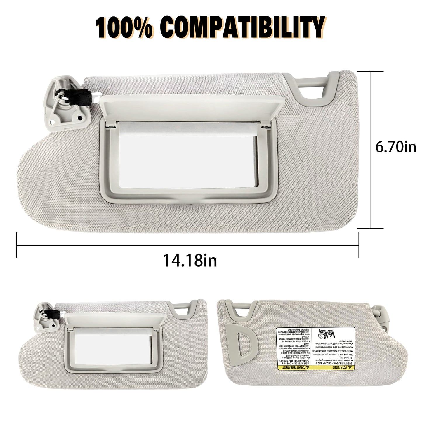 1PC 964019DE0A for Nissan Maxima 2016-2021 New Left Side Sun Visor w/ Lamp