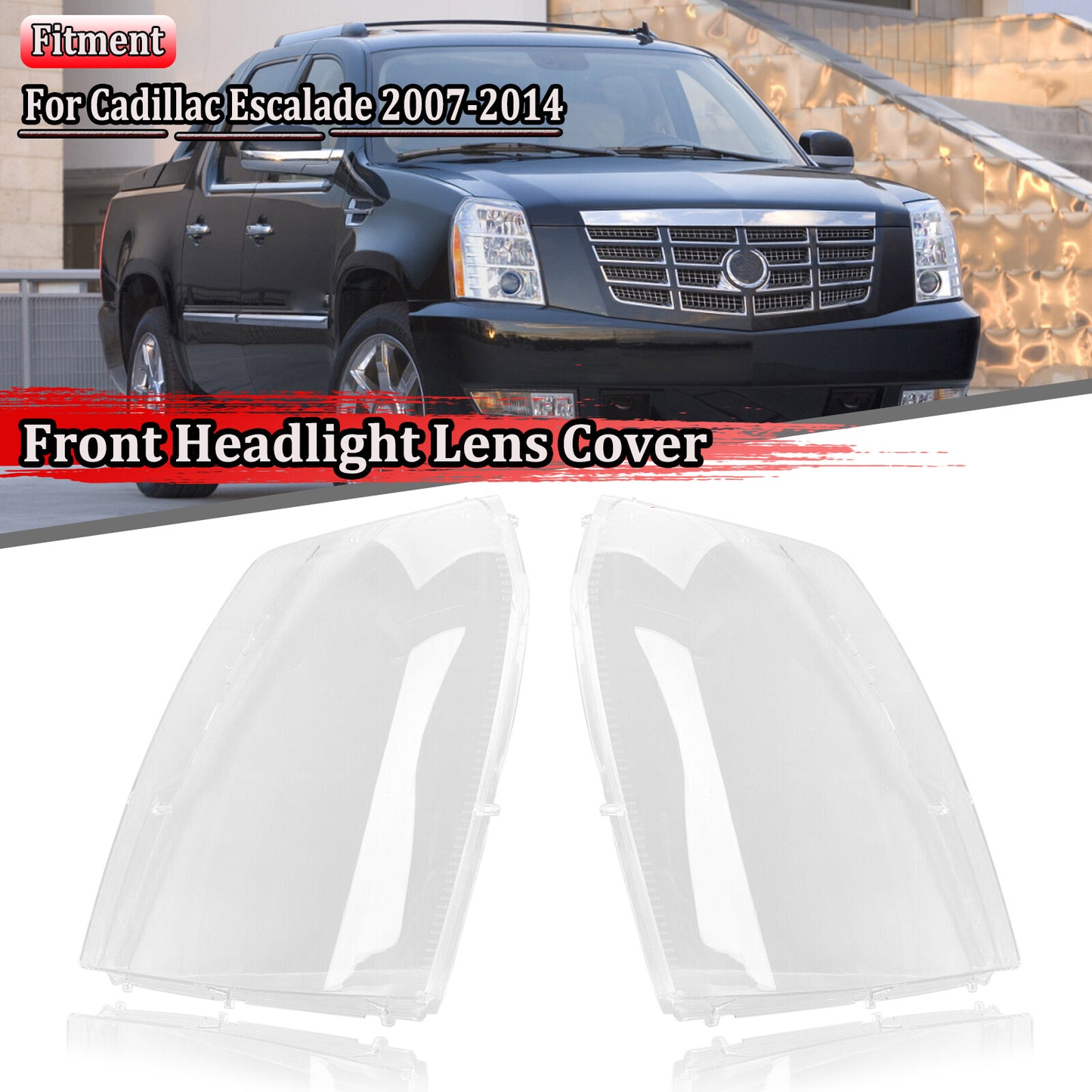Two-piece headlight cover fog light lens cap for 2007-2014 for Cadillac for Escalade .