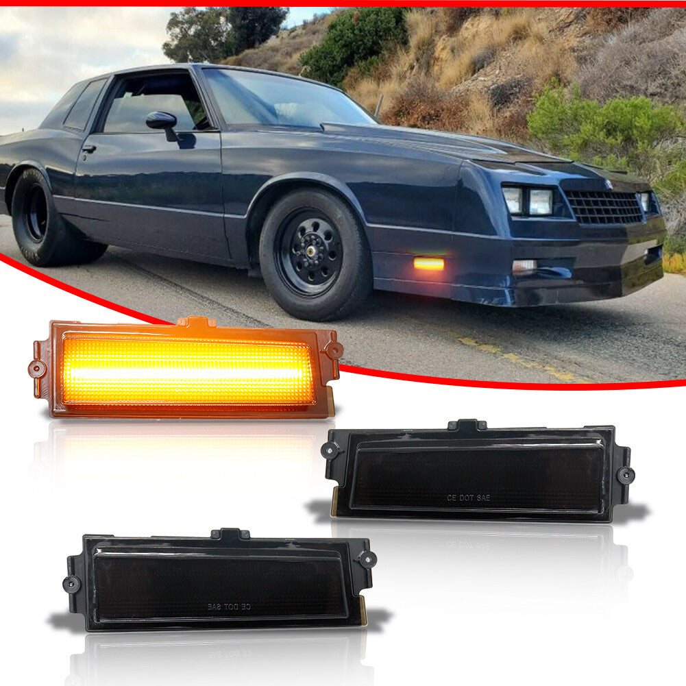 Suitable for 1981-1988 for Chevrolet Monte Carlo SS Amber LED Front Side Marker Lights (Smoked 2-Piece)