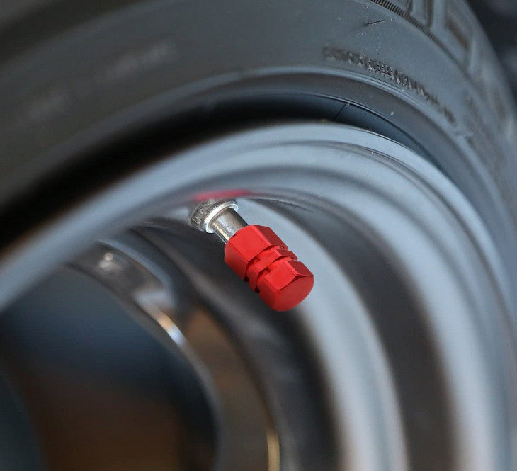 4-Piece Red 17mm Car Tire Valve Cover Stem Cover Air Valve Dust Cover for ford
