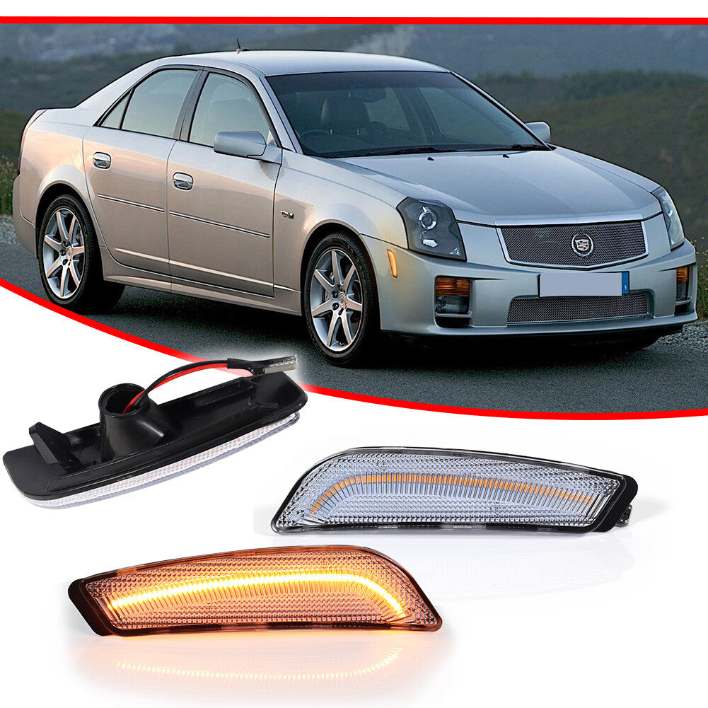 Suitable for 03-07 for Cadillac CTS CTS V front side marker lights with clear lens and amber LED.