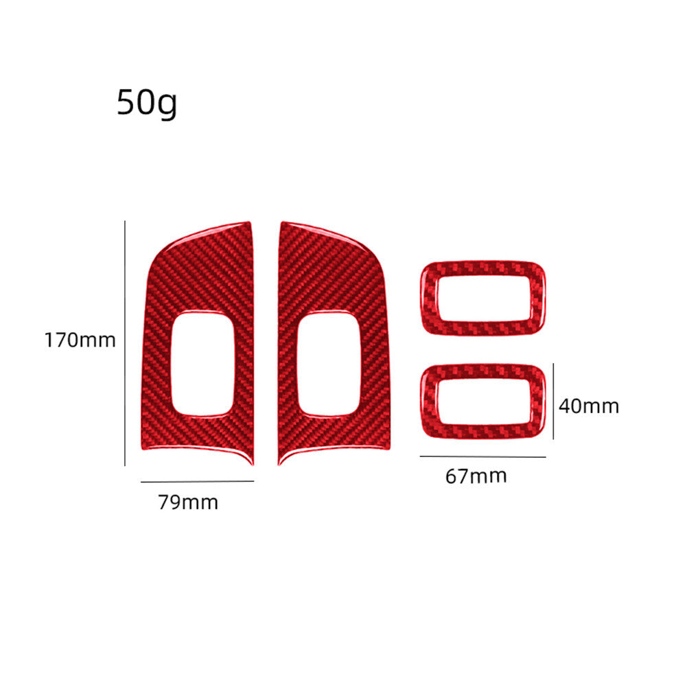 4-Piece Red Carbon Fiber Rear Window Cover Trim for Chrysler 300 (2015-2022)