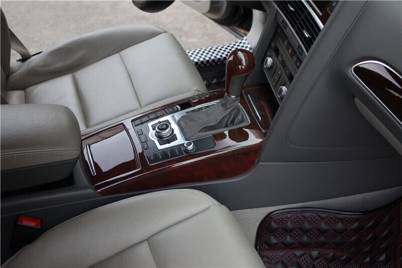 Car Console Gear Shift Frame Cover Trim 4 Fit for Audi A6L 2005-2011 Brown Wood