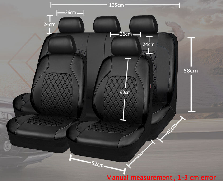 All Black Quilted Diamond PU Leather Front Rear for Seat Covers Fit for ford Focus