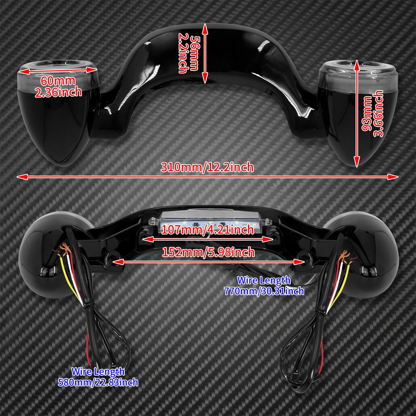 Gloss Black Rear Light Bar Running Turn Signal Brake Fit for Harley Street Glide