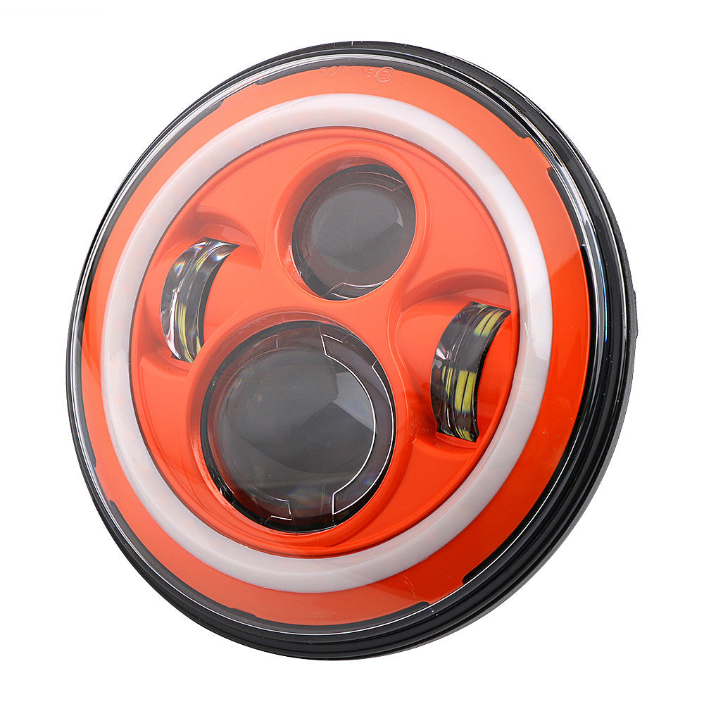 Orange 7-inch round LED headlights with high/low beam halo cornering eyes suitable for Jeep for Wrangler JK LJ