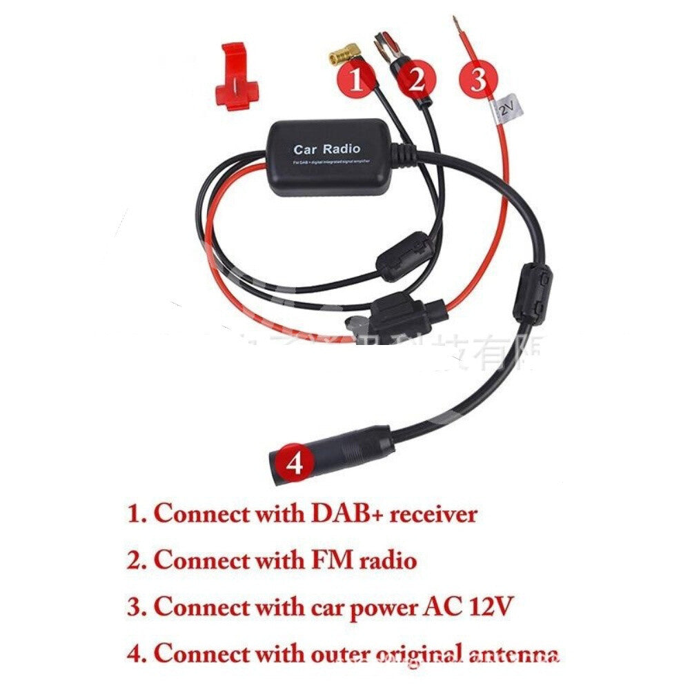 DAB+ FM AM Car Stereo Antenna Aerial Splitter Cable Digital Radio Signal Booster