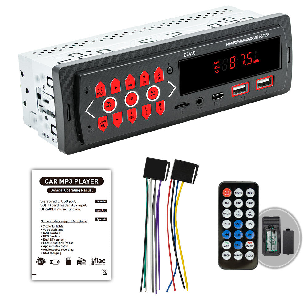 Single Din Car Stereo Radio Bluetooth MP3 Player In-dash Head Unit FM/USB/AUX