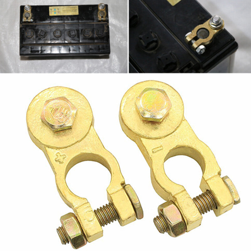M8 Heavy Duty SUV Battery Top Post Cable Terminals, Brass 2-Pack