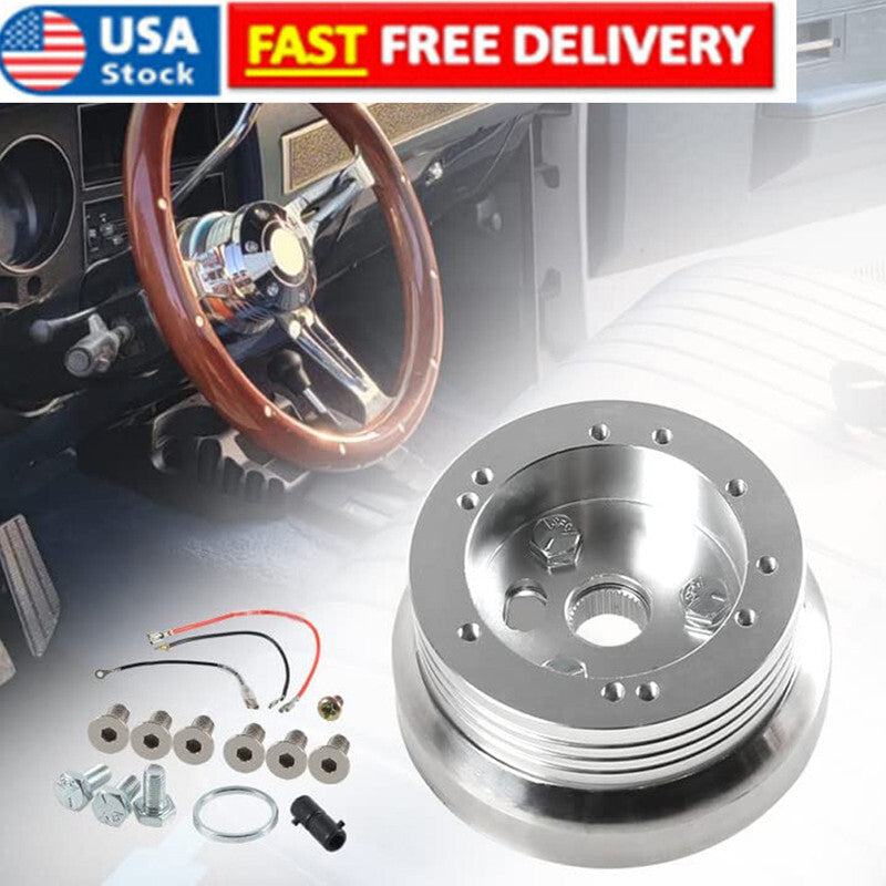 US Stock 5 6 Hole Aluminum Alloy Car Steering Wheel Polished Wheel Adapter