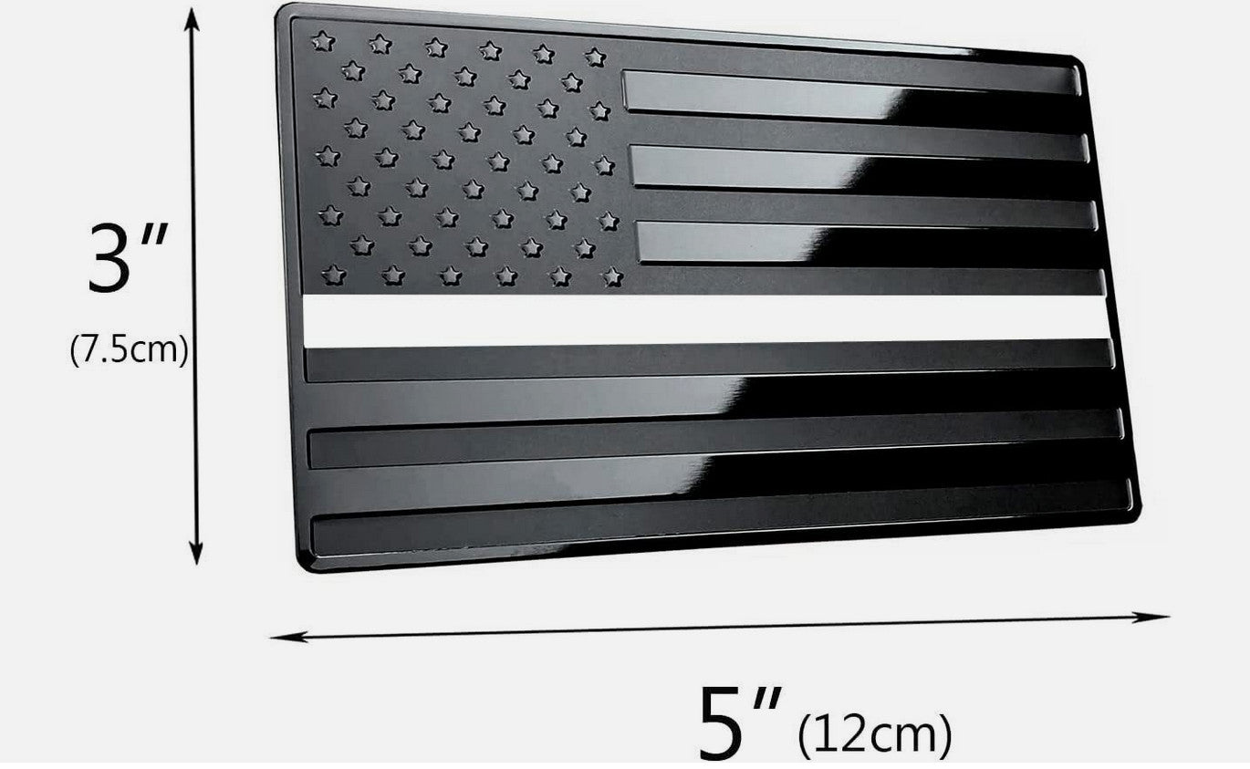 2-piece car side fender rear trunk badge stickers, black and white American flag, suitable for Audi .