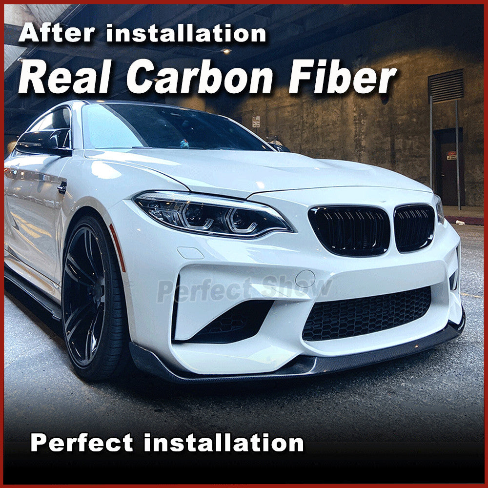 REAL CARBON Front Bumper Lip Chin Spoiler Fit for BMW 2 Series F87 M2 2016-2018