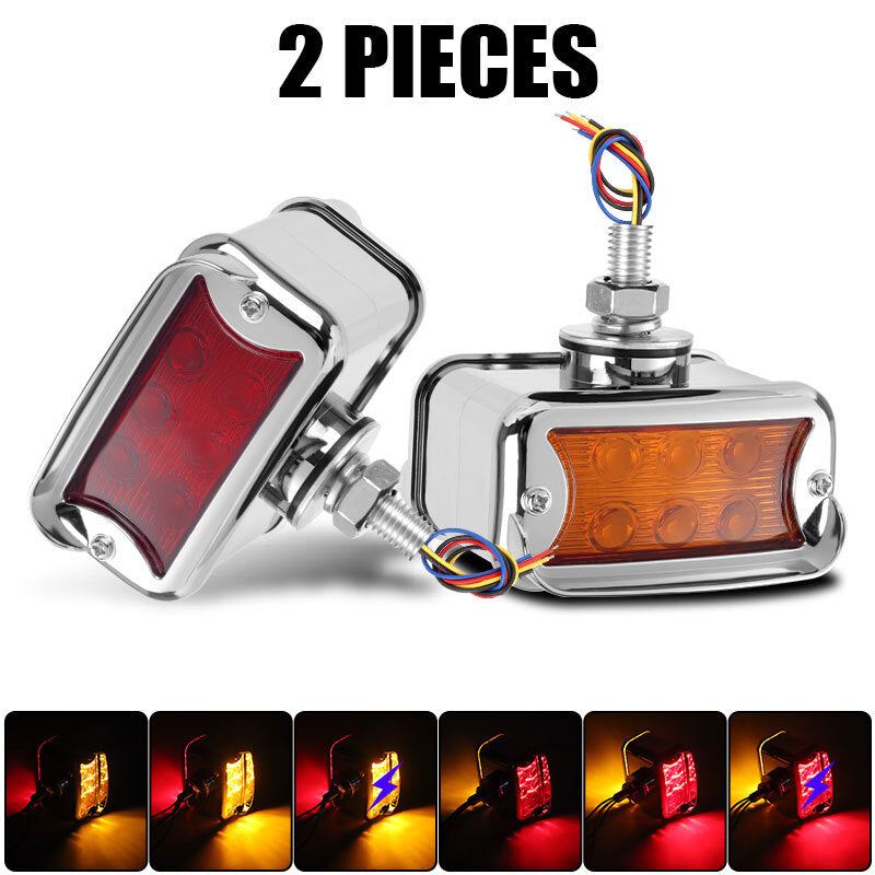 2X LED Double Face Fender Side Marker Light Turn Signal Lamp Red/Amber Truck US