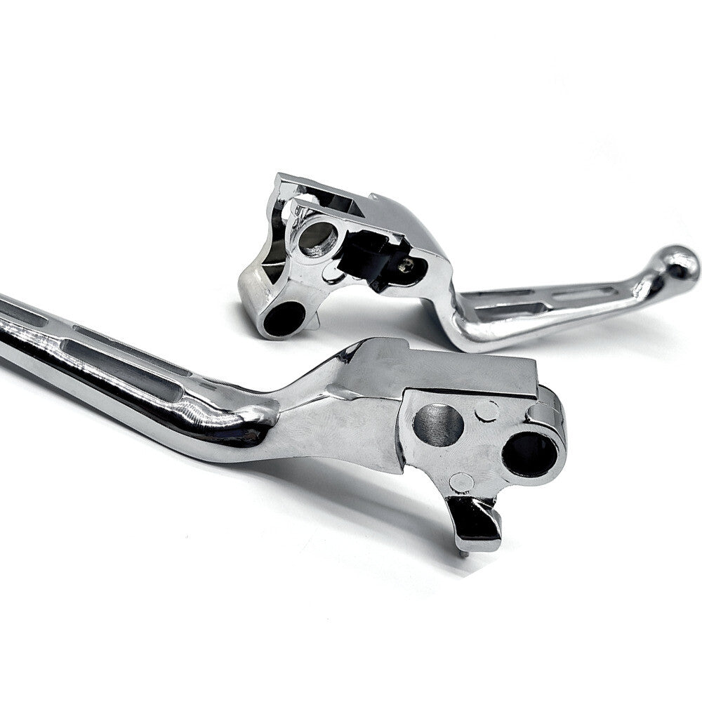 Chrome Brake Clutch Levers Slotted Hand Lever for Harley Touring Sportster 96-13