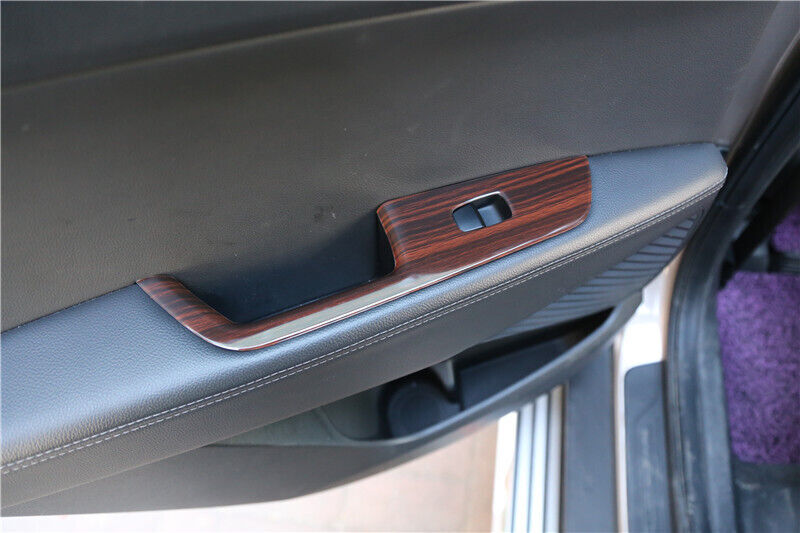 Car Glass Window Lifting Lock Panel Trim 4PCS for Hyundai IX25 15-2019 Red Wood